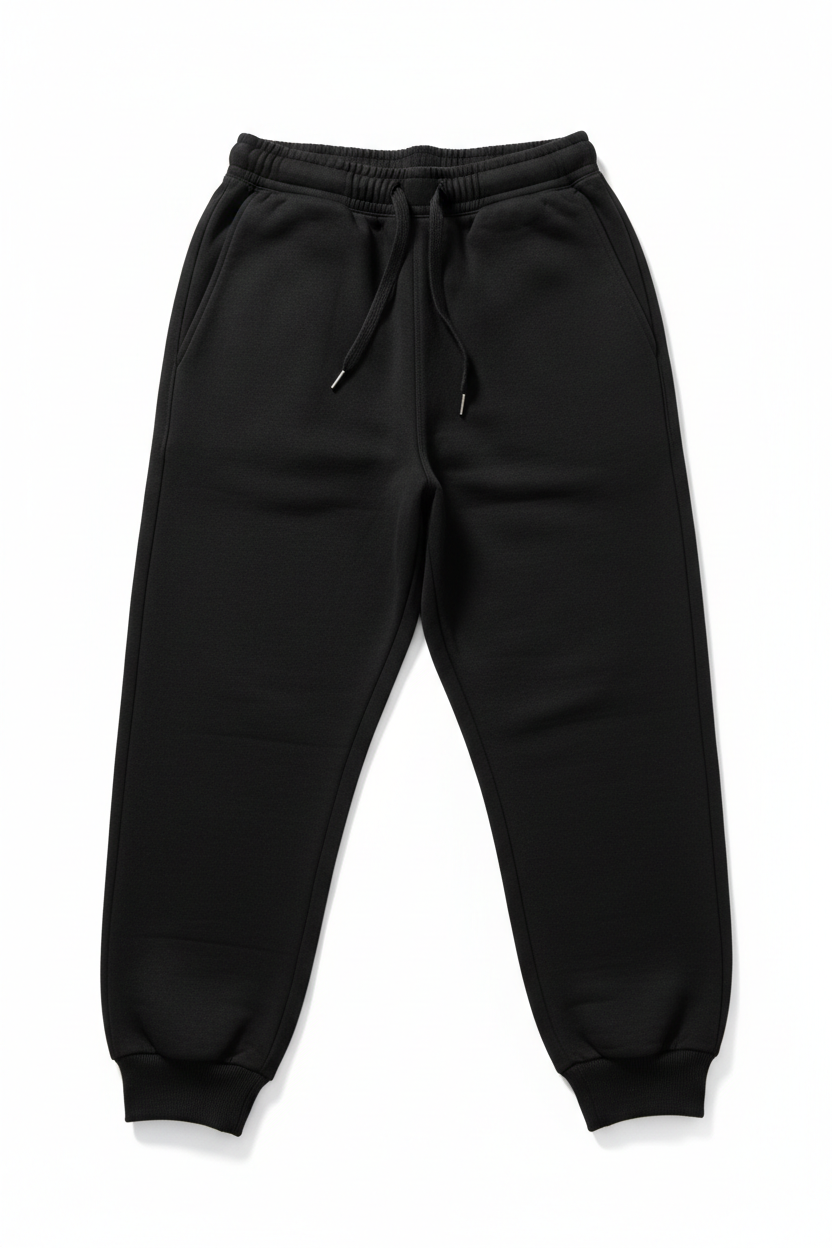 Unbranded Essential Sweatpants - black heavyweight fleece flat lay