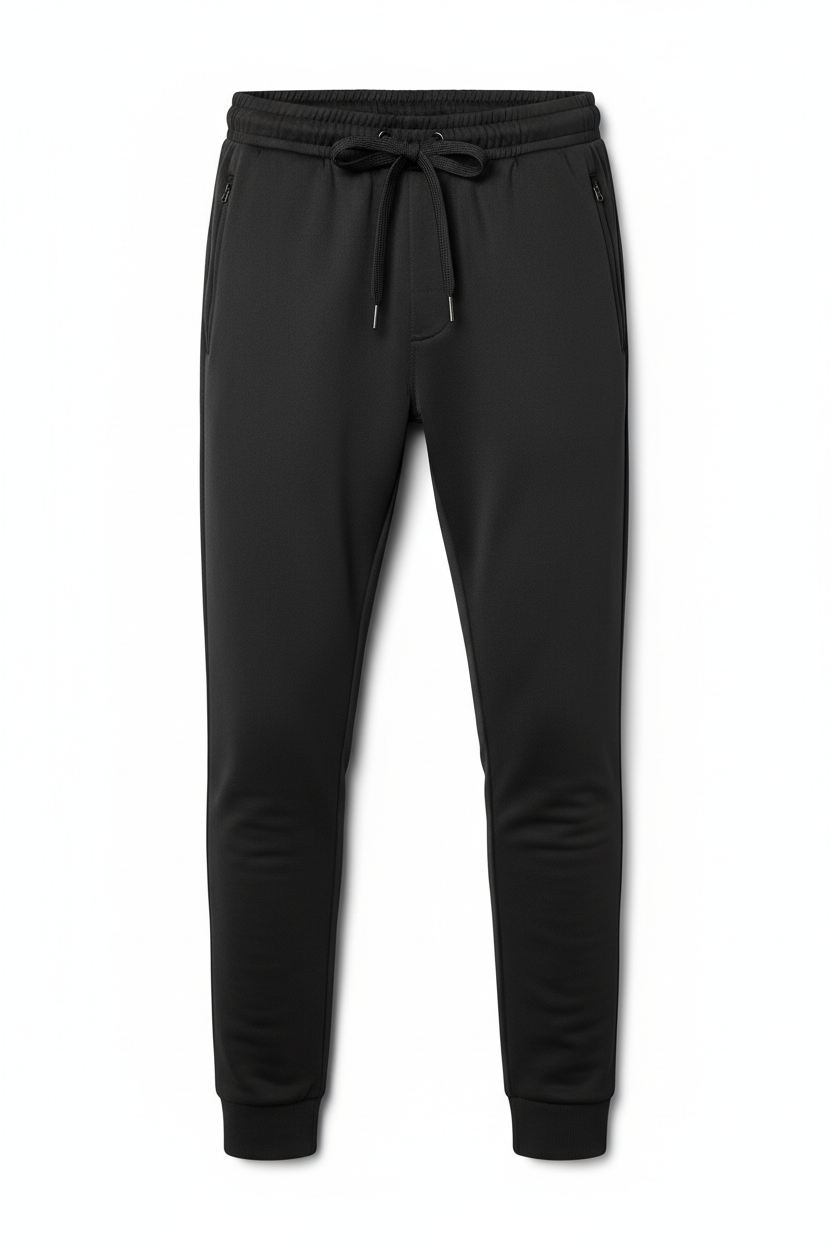 Unbranded Essential Joggers - black slim tapered fit flat lay